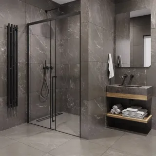 Душевая дверь в нишу Timo T59R 150 см правая чёрный